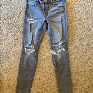 American Eagle Outfitters Gray Distressed Jeggings